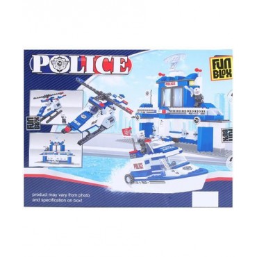 Fun Blox Police Headquarter Blocks Blue And White 422 Pieces